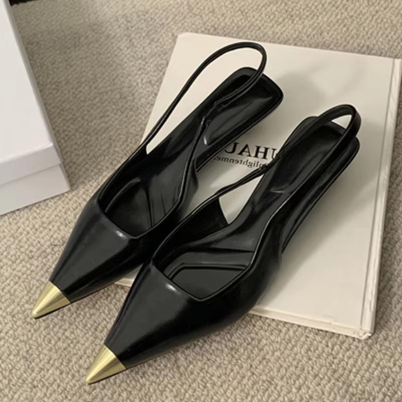 

Модные женские туфли-лодочки с острым носком, туфли-слингбэки, дизайнерский леопардовый принт, низкий тонкий каблук, мюли, zapatos de mujer 35 чёрный