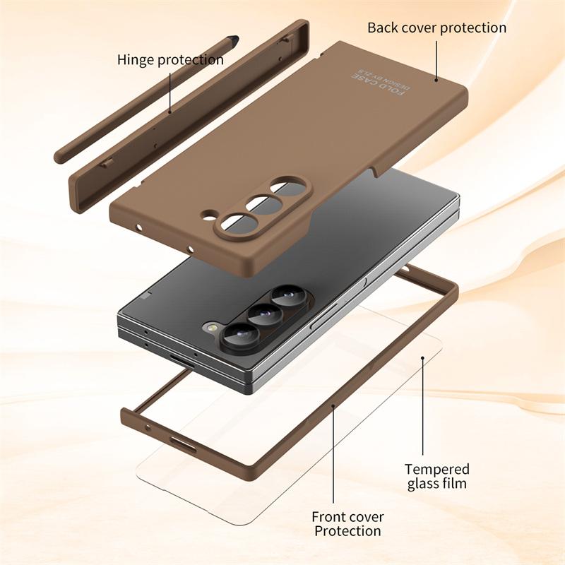 Candy Color Matte PC Hinge protection Full Body Hard case for Samsung Galaxy Z Fold 7 6 5 4 3 2 5G With Tempered Glass