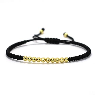 4mm Gold Beads Bracelet Rope Handmade Braided Ropes Men Women Drawstring Black Red Couple Models Wrist Guards Lucky Accessories