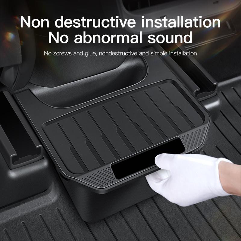 For Tesla Model Y Juniper TPE Rear Center Console Storage Box Organizer Box with Cover Trash Can Under Seat Car Accessories