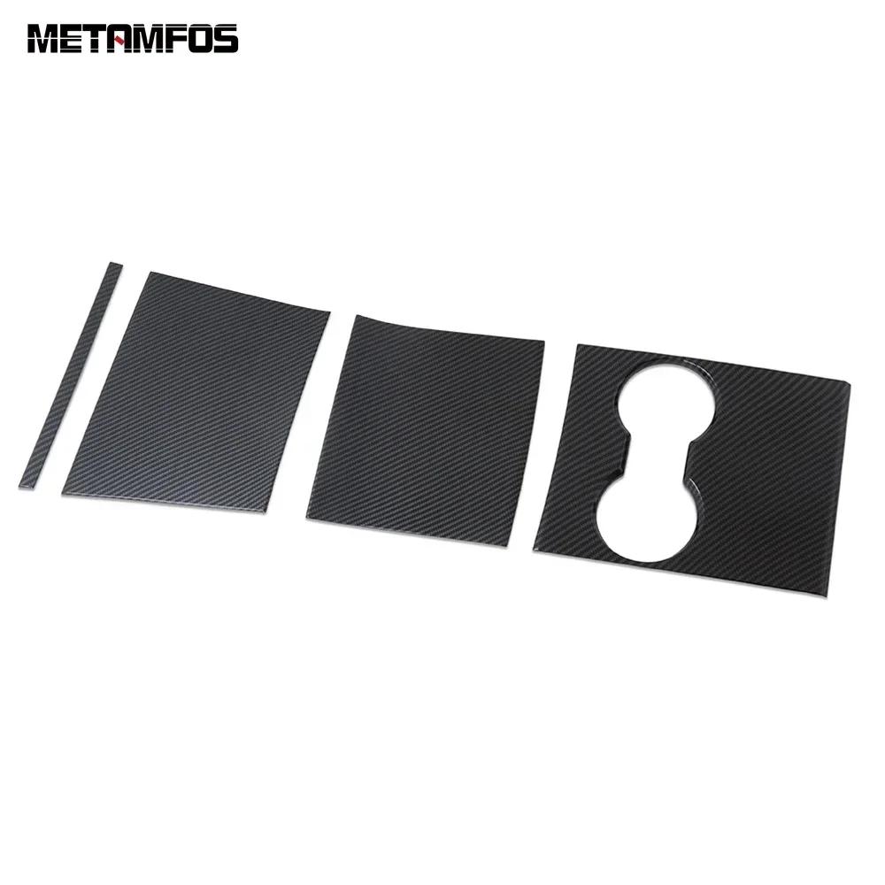 For Tesla Model 3 2017-    Carbon Fiber Center Console Water Cup Panel Cover Trim Sticker Interior Accessories