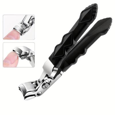 Stainless Steel Long Handle Curved Toenail Clipper with Large Grip
