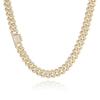 Cuban Chain Hip Hop Men's and Women's Necklace European and American Hot Selling Diamond Double Row Zircon Chain Flap Buckle Accessories