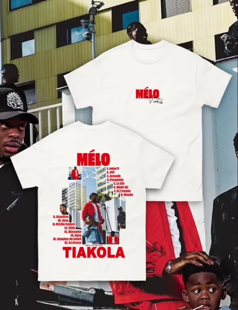 

2026 New Summer New Tiakola Album MELODIC Printed Fashionable Men and Women Cotton on The Joker Short Sleeve Oversize Tshirt 4XL