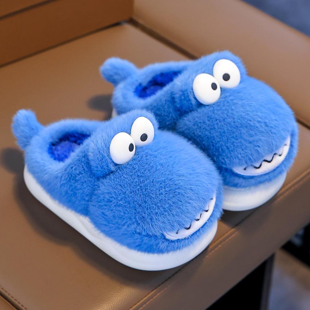 Cute Anti Slip Dinosaur Slippers Home Slippers Soft Home Shoes Family Comfortable Cotton Slippers Boys 31.5 синий