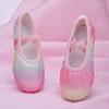 Girls' Sequin Rainbow Ballet Shoes with Soft Cat Paw Soles for Dance Practice & Performance