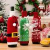 1Pcs Christmas Wine Bottle Covers Cartoon Santa Snowman Knitted Red Wine Bottle Bags New Year Party Xmas Dinner Table Decoration