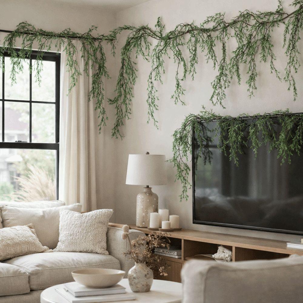 Simulated Green Artificial Black Bone Vine Evergreen Flexible Fake Hanging Ivy Plants Built-in Wire DIY Ornamental Vines Garden