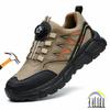 Steel Toe Work Shoes for Man Anti-smash Protective Shoes Lightweight Safety Shoes with Rotation Push Button Anti-puncture Boots