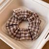 Korean Lace Trim Plaid Scrunchie for Women - Cute Cream Style High-End Hair Accessory