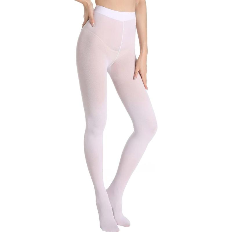 Run Resistant Solid Colored Semi Opaque Footed Tights High Waist Pantyhose Control Top Tights Halloween Cosplay Costume