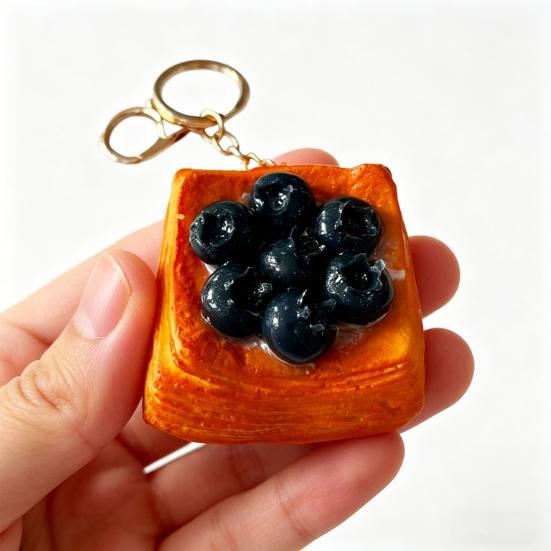 Simulated Food Squeeze Toy Keychain Stress Relief Bread Dessert Key Ring Backpack Hanging Decoration Bag Charm Purse Pendant