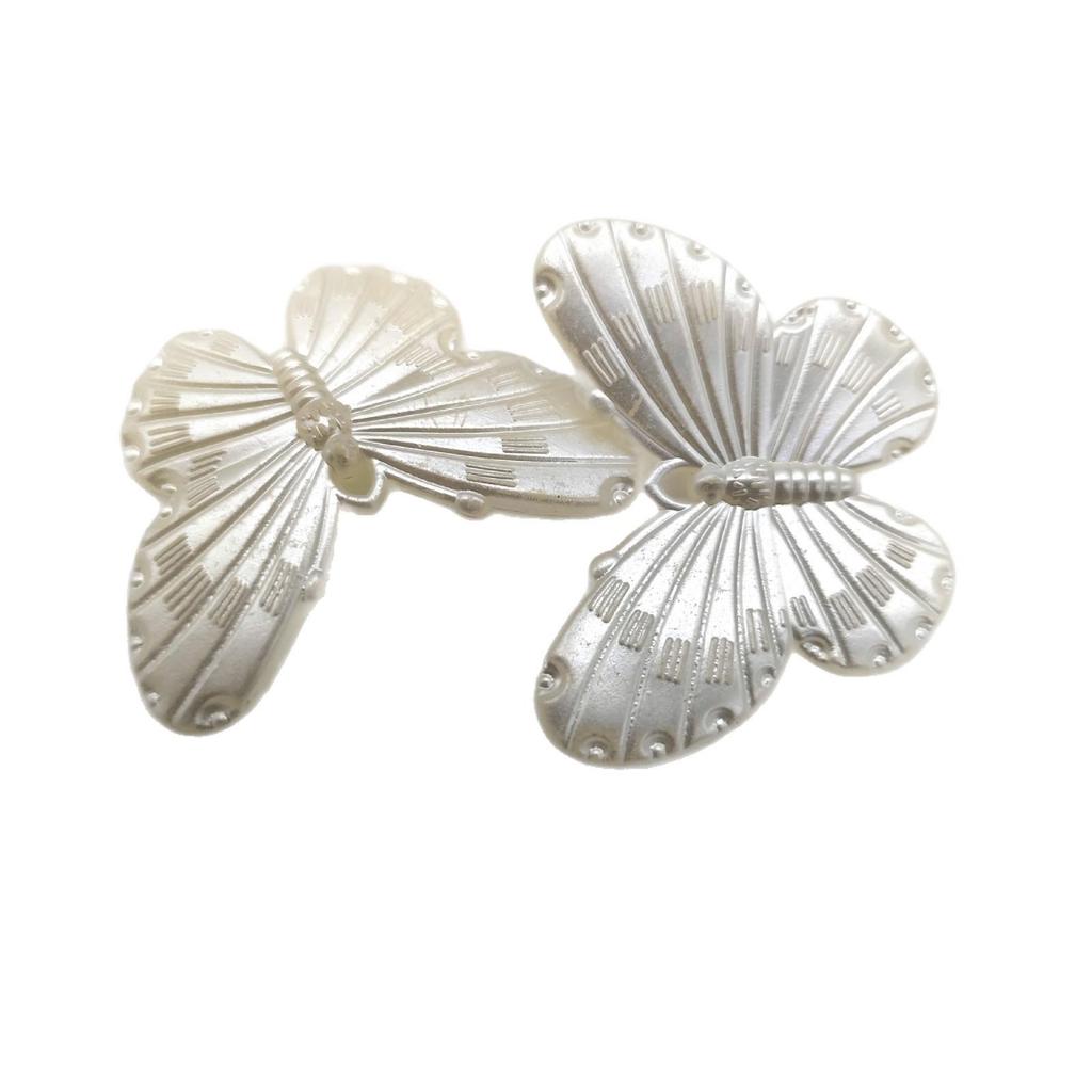 Fairy-Style Pearl White Butterfly Pendant, 33x41mm, DIY Bracelet Accessory