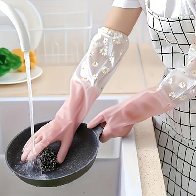 1 Pair Floral Gloves Durable Cleaning Gloves Multi-Purpose Household Gloves for Kitchen, Bathroom, Living Room & Bedroom