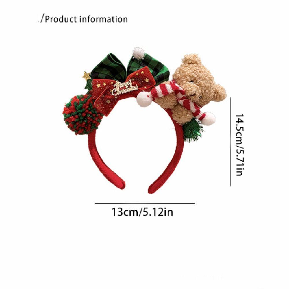Santa Christmas Headband Elk Hair Hoop Plush Bow Red Hair Band  Christmas Decoration