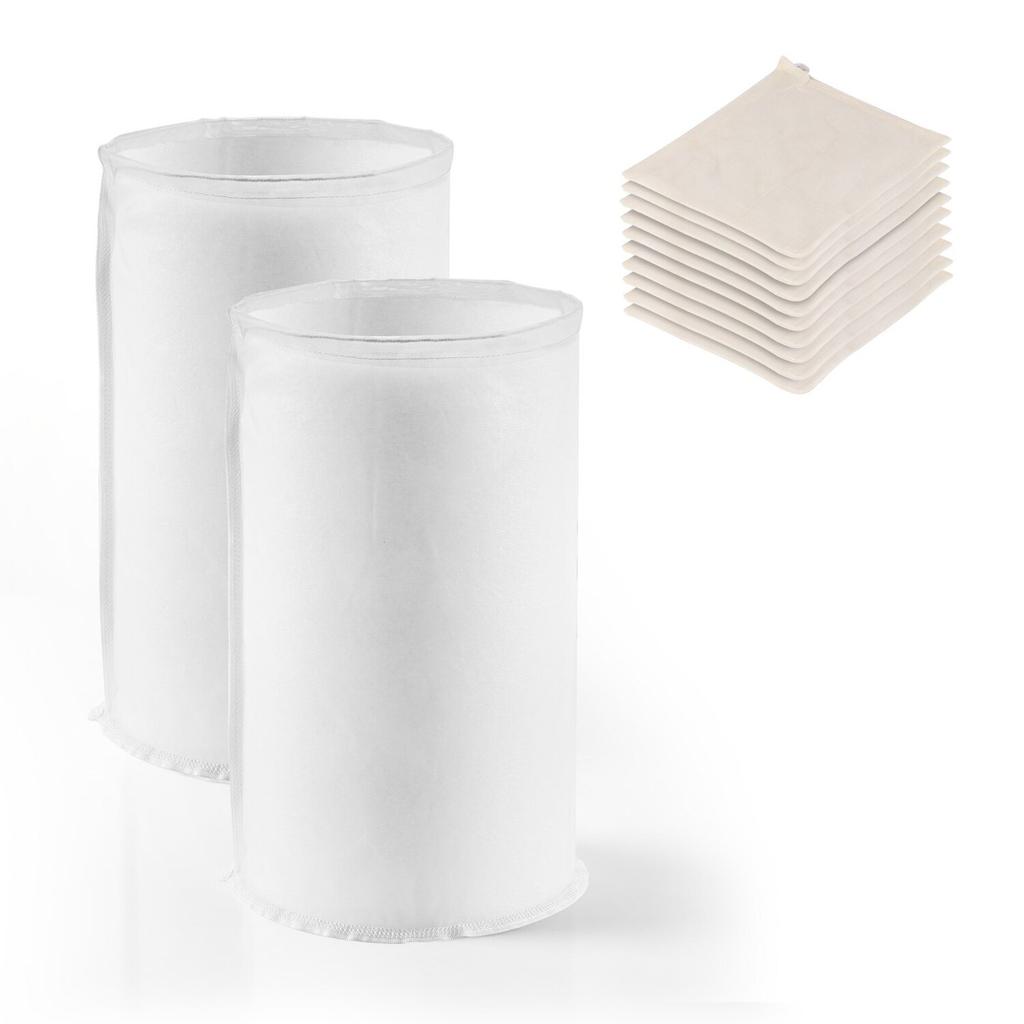 Brew Bags, 2 PCS Food Grade Nylon Material Grain Bag, 10 PCS Natural Cotton-Linen Hop Bag, Easy To Clean, Reusable & Ultra-Fine Mesh Home Brewing