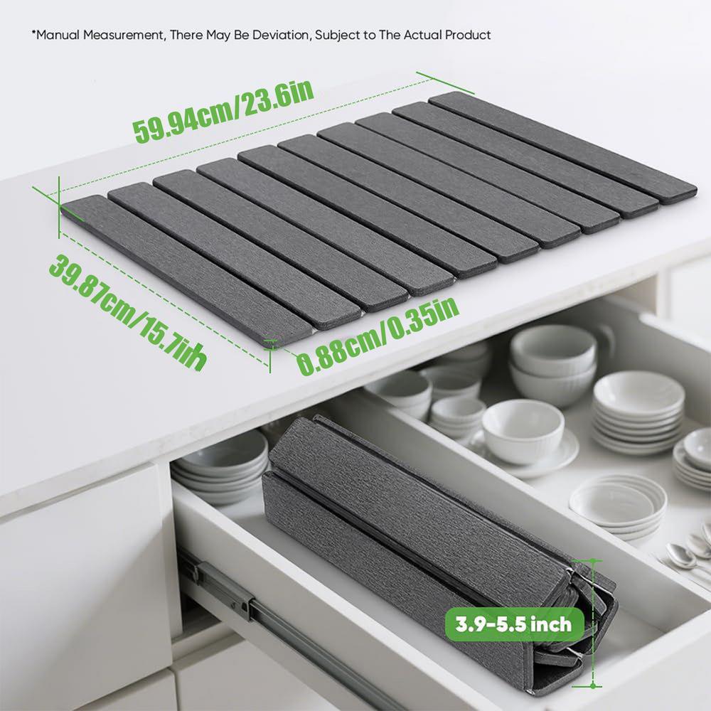 

Super Absorbent Diatomaceous Earth Drying Mats Quick Drying Mat for Kitchen Counter Foldable Kitchen Countertop Stone Dish Mat As Shown темно-сірий