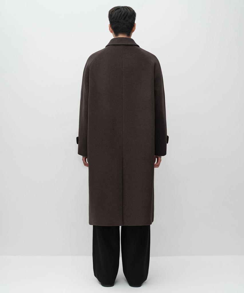 MUSINSA STANDARD Cashmere Blend Oversized Minimal Balmacaan Coat [Heather Brown]