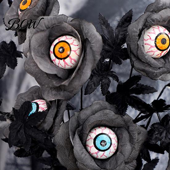 Halloween Home Decor Eyeball Flower Stem, Artificial Rose Floral Pick with Eyeball, Decorative Props Gothic Black Branches for Vase, Indoor