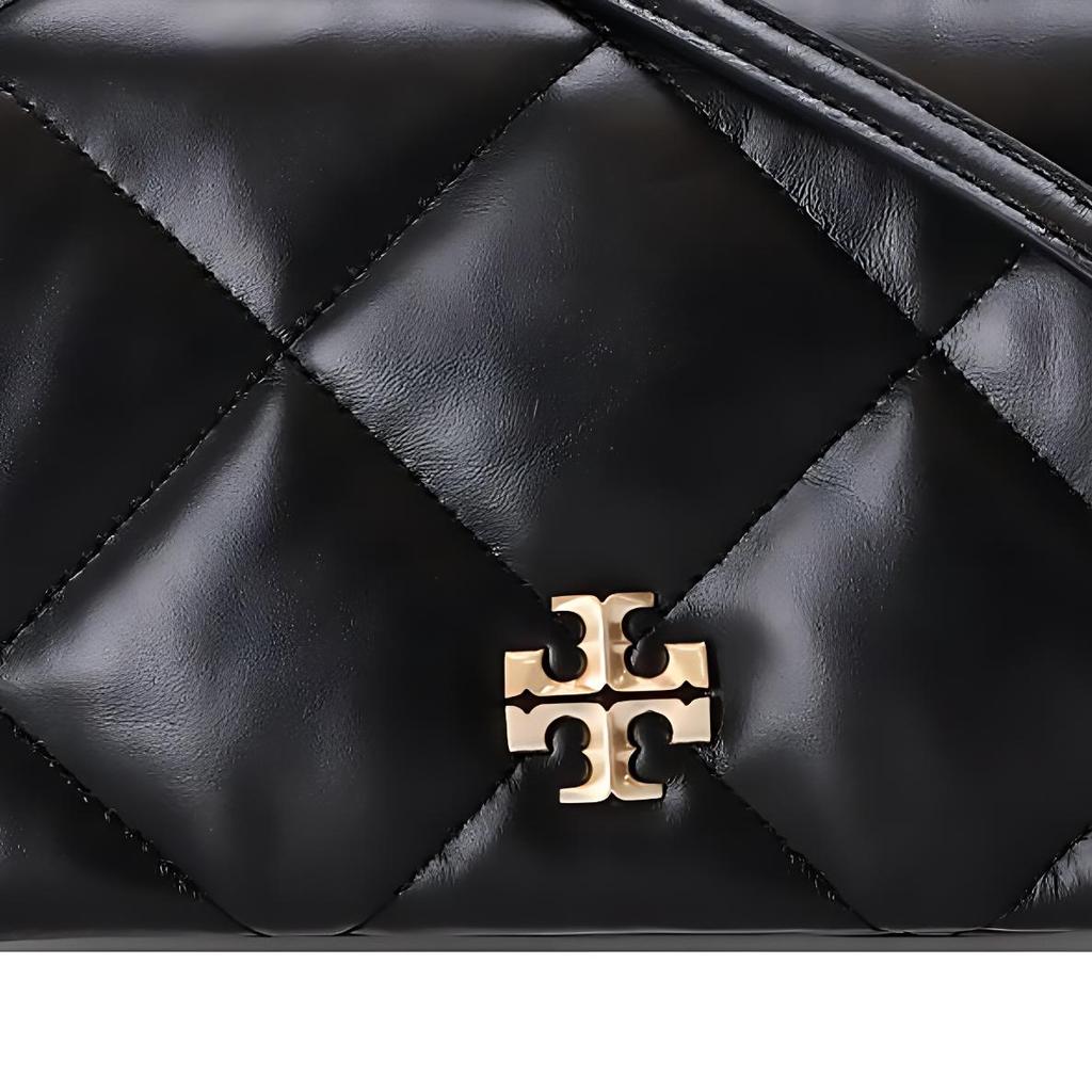 Tory Burch Kira Gold Hardware Chain Shoulder Bag With Magnetic Closure Leather Shoulder Wallet Women Wallet Black 158624-001