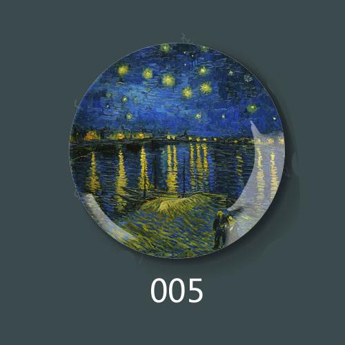 8 Inch Van Gogh Painting Porcelain Decorative Wall Hanging Plate Seat Disc Ceramic Disc Art Nouveau
