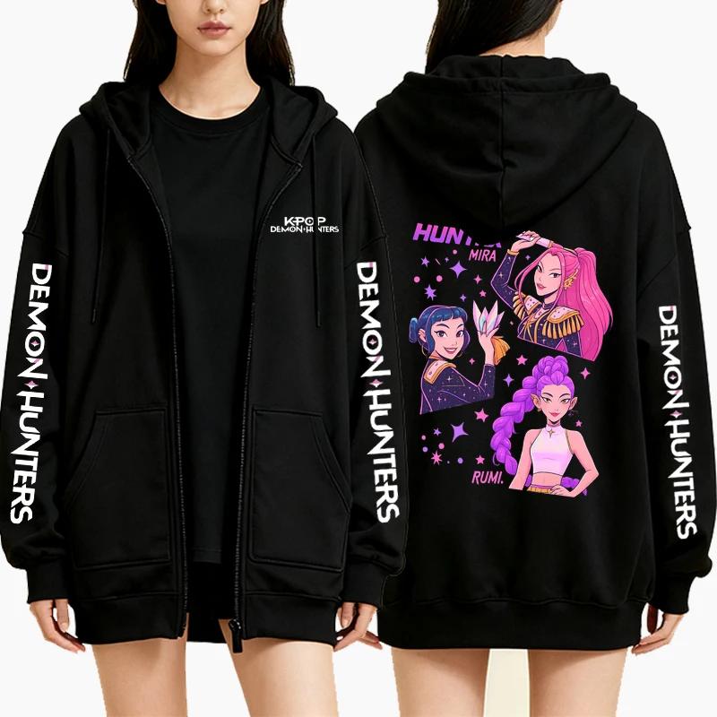 

KPop Demon Hunters Zipper Hoodie Women Fashion Hip Hop Streetwear Long Sleeve Sweatshirts Autumn Winter Casual Comfortable Zipper Hoodie 3XL