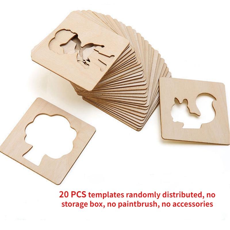 

Outer Stencil Wooden Board Diy Painting Template Set Puzzle Educational Toy Kids 20Pcs