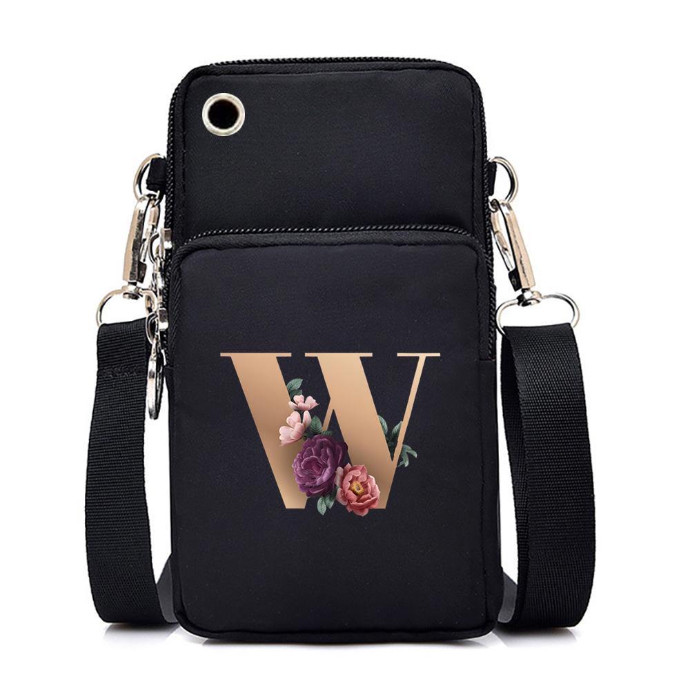 26 letter printed change bag, mobile phone bag to map, light to carry multi-function messenger bag
