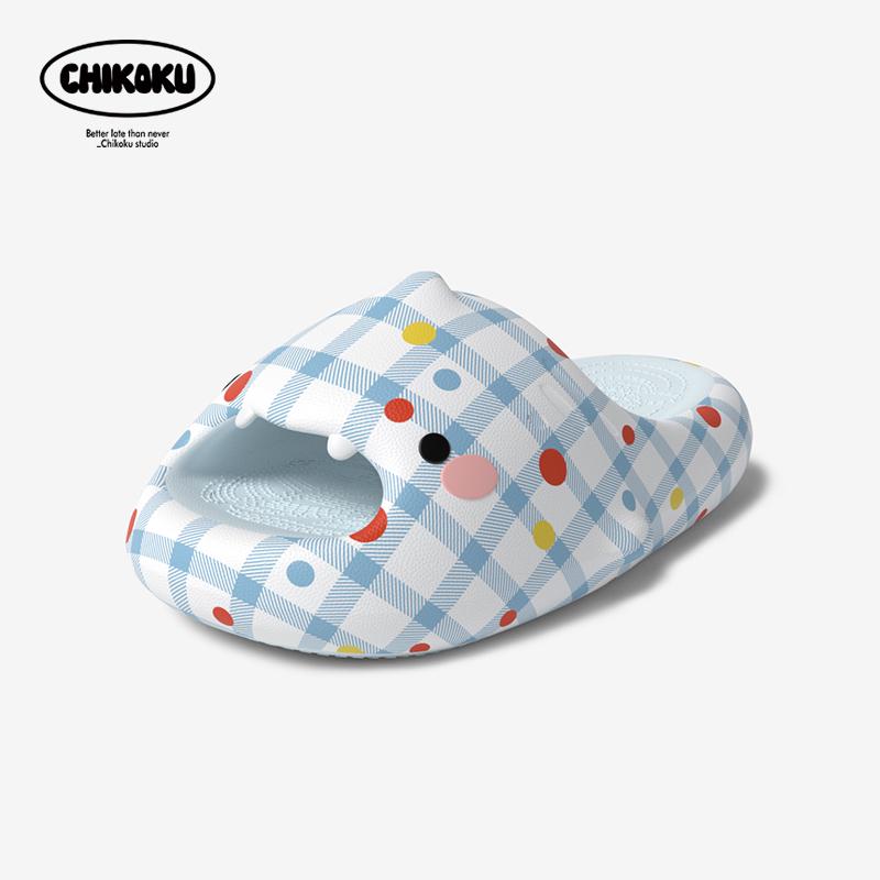 

Women s & Men s Cute Blue Plaid Shark Slippers - Thick-Soled, Non-Slip, Indoor/Outdoor 36/37