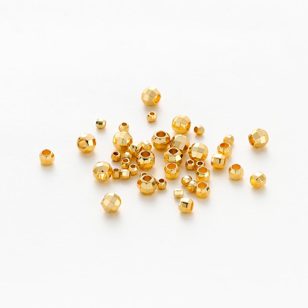 50/100pcs 14K 18K Gold Color Plated Brass Hole 2 3 4mm Round Beads Spacer Beads Bracelet Diy Jewelry Accessories