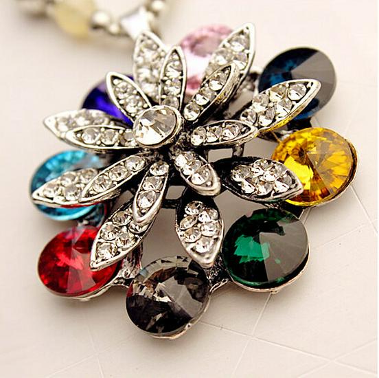 Ethnic Style Long Necklace: Retro Water Drop Pendant with Colored Shell for Fall/Winter