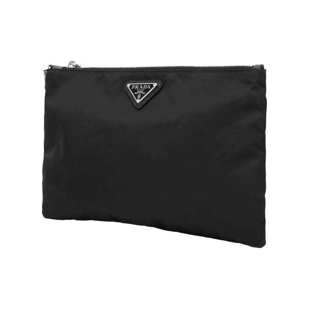 Prada Classic Fashion Zipper Closure Detachable Wrist Strap Strapless Nylon Clutch Wristlet Handbag Men handbags Black 2NH004-2DMH-F0002