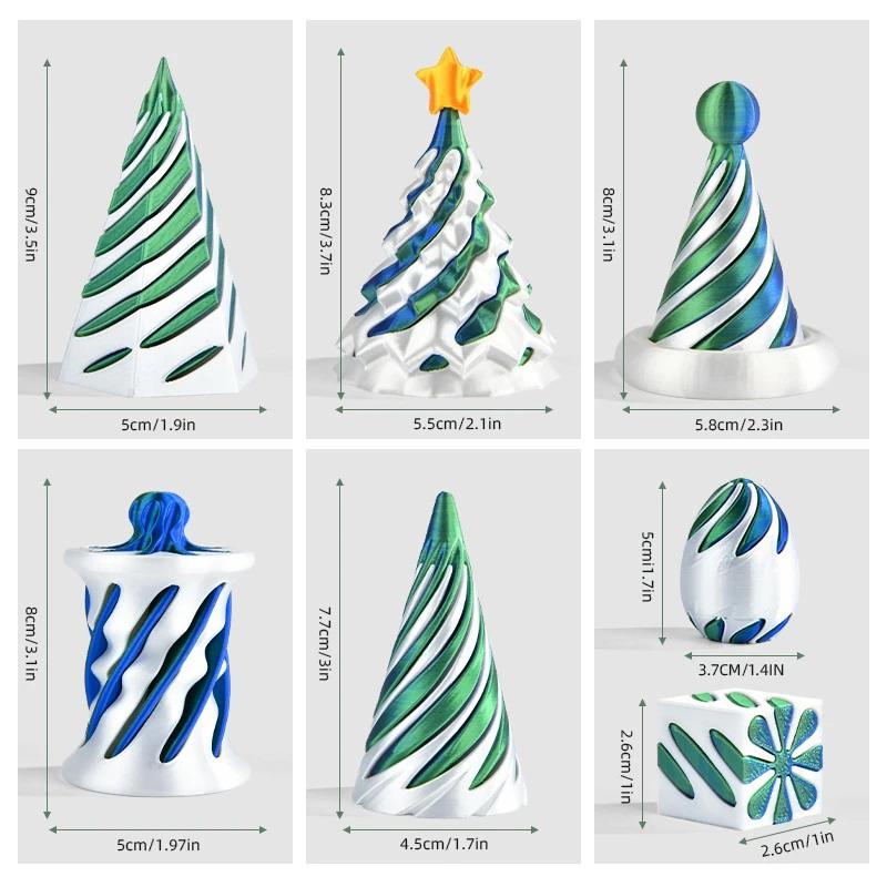 7Pcs 3D Printed Toy Rotating Pyramids Three-Dimensional Spiral Cone Fidget Toy 3D Spiral Cone Prelearning Accessiories