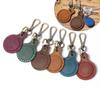 For Airtag Leather Protective Case Keychain Vintage Pets Tracker Case Anti-Loss Locator Holder Access Card Holder