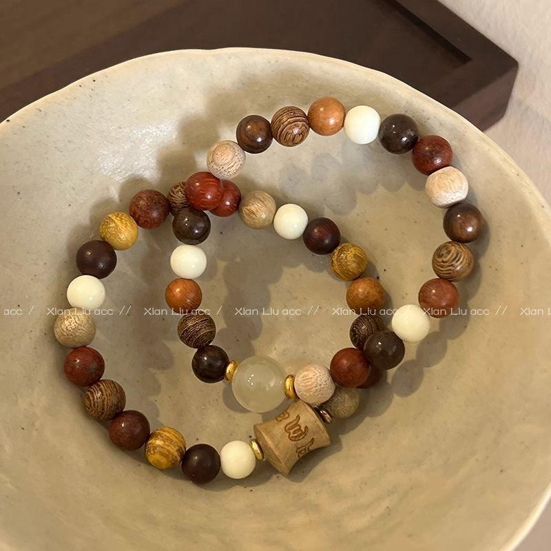 Andalwood Multi-pearl Bracelet Women' New Ethnic Tyle Beaded Jewel Ancient Tyle Zen Bracelet Men