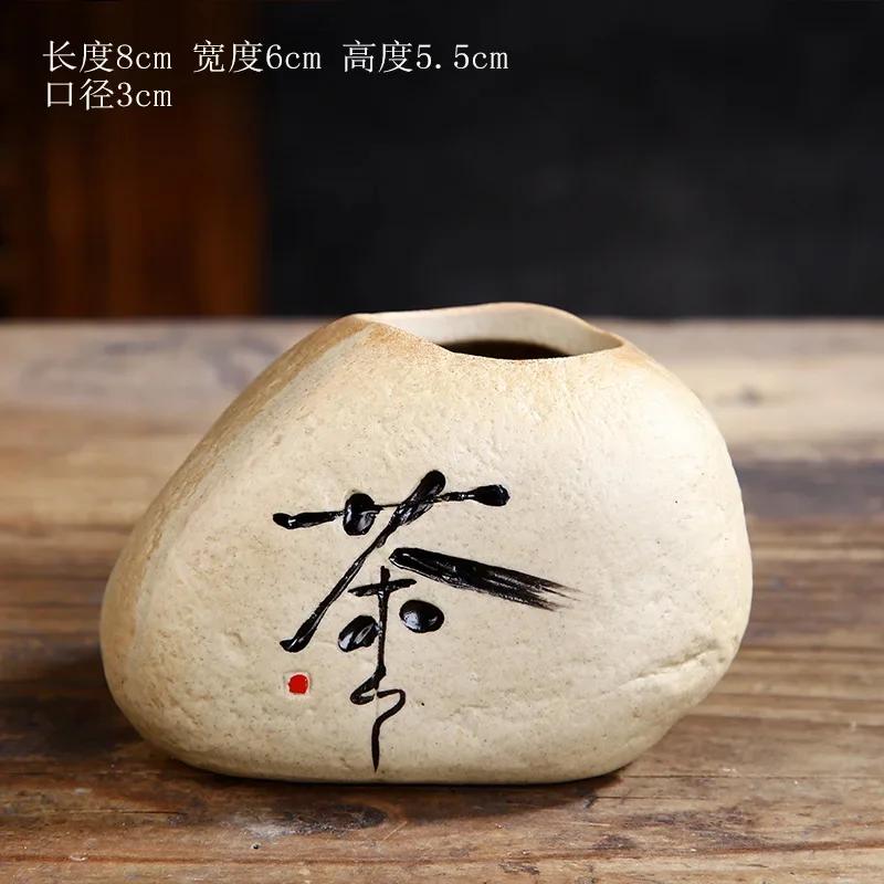 Creative handwritten engraved ornaments, coarse pottery small vases, home decorations