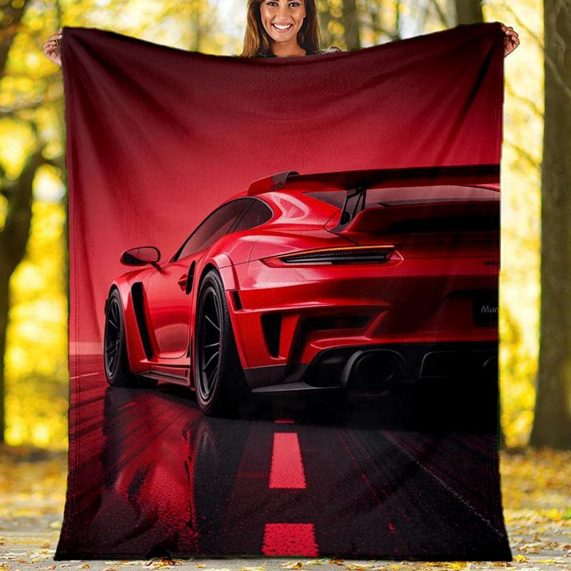 Vintage Muscle Car Miami Style Flannel Fleece Blanket, Soft Warm Throw Blanket for Couch, Car Enthusiast Gift 80cm x 120cm