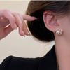 Elegant Small Flower Stud Earrings for Women Rhinestones Imitation Pearl Hollow Out Petal Earrings Party Cute Korean Zircon