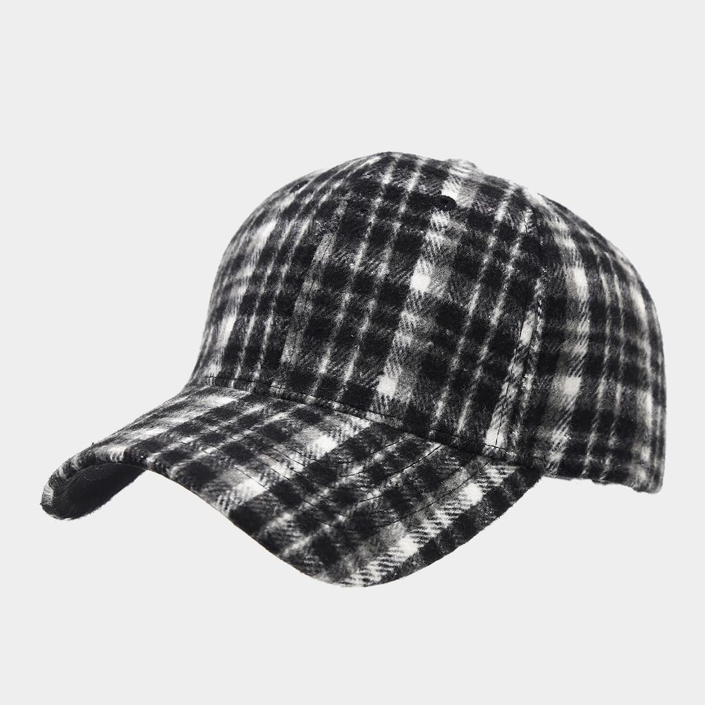 British style simple retro plaid woolen baseball cap autumn and winter outdoor fashion literary and leisure thermal cap
