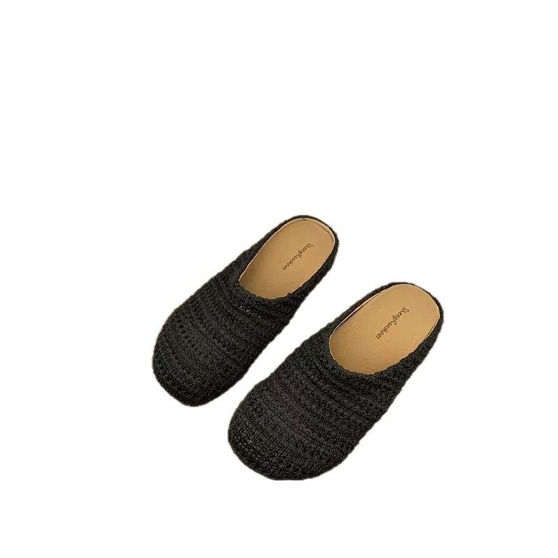 French niche mesh hollow breathable bag head half slippers women's summer new Roman platform sandals