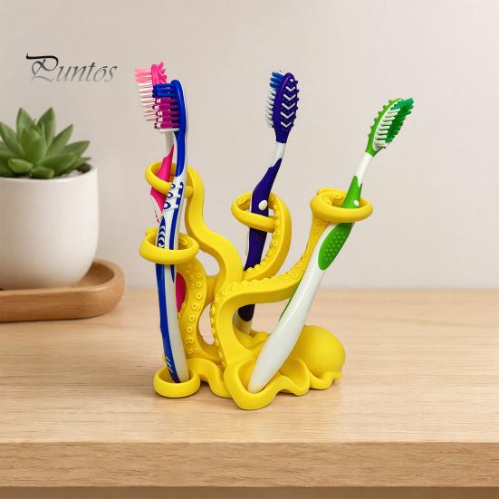 Moisture Proof Toothbrush Stand Octopus Holder, Durable PLA Organizer, Creative Organizer Stand, Modern Makeup Tool Holder Multi-functional
