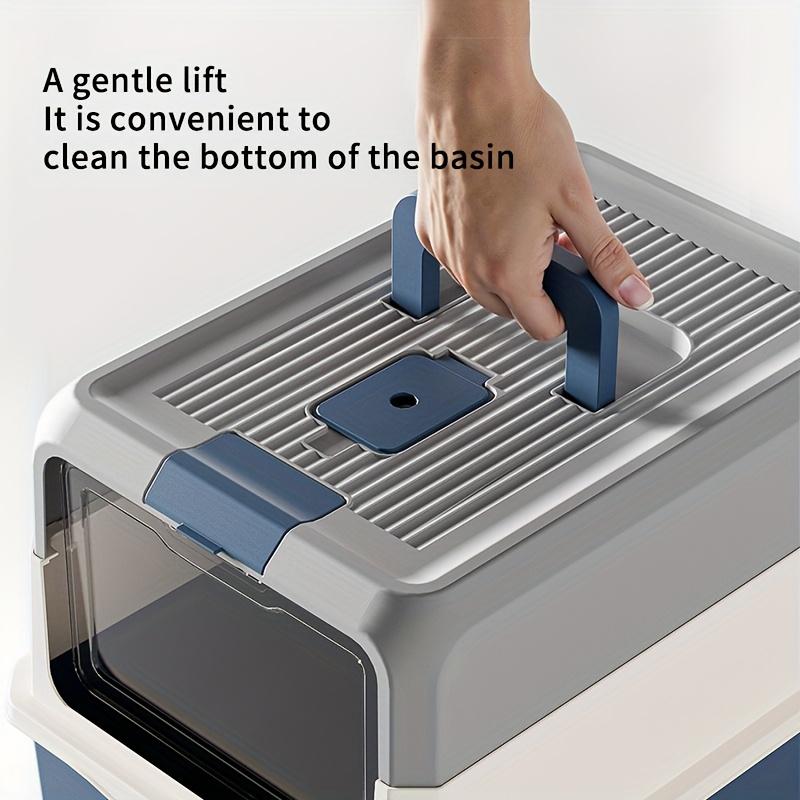 Large Size Cat Litter Box Full Enclosure Odor Control Splash Proof Portable Cat Toilet Cat Poop Pan with Cat Sand Spoon Included
