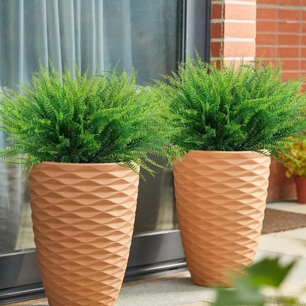 6PCS 7 Branches Simulated Green Plant UV Resistant Artificial Persian Leaf Faux Ferns Office Decor