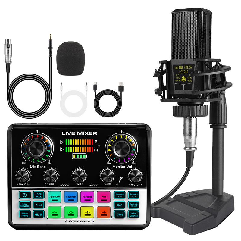 English Version V8 Podcast LGT240 Condenser Microphone Set for Computer Live Streaming