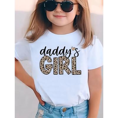 European Sizes Summer Fashion Girls' Short-Sleeve T-Shirt "DADDY's GIRL" Leopard Print Casual Versatile Top