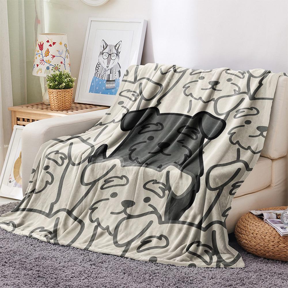

1Pc schnauzerterrier Print Flannel Blanket, High quality Comfortable for All Seasons, Home Decor, Warmth and Comfort, Perfect for Christmas Gifts 80cm x 120cm