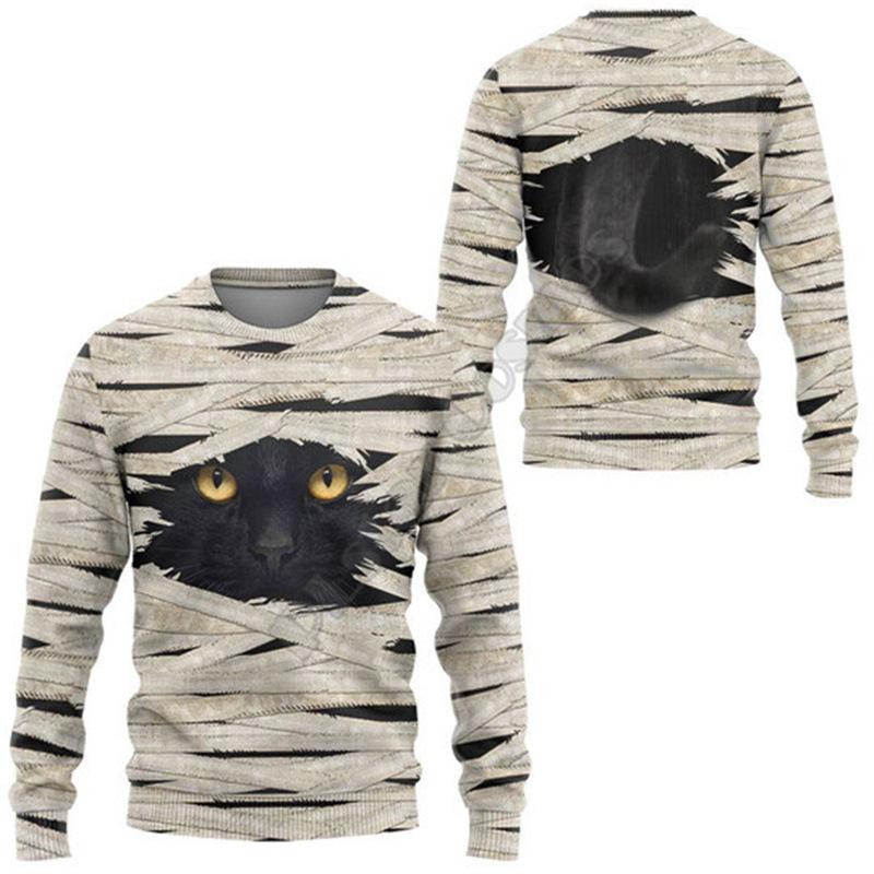 Spring and Autumn Men's Round Neck Sweater Comfortable Casual 3D Digital Tattoo Printed Long Sleeve Top