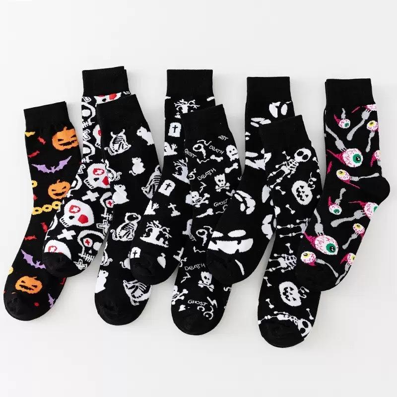 Ladies Fall and Winter Trend Funny Pumpkin Halloween Tube Socks