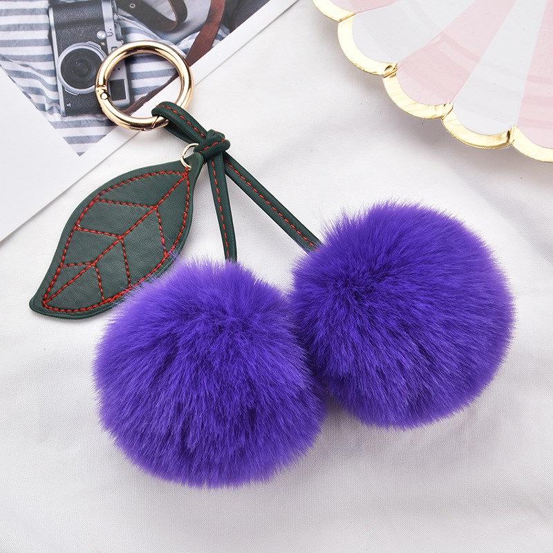 Plush Cherry Faux Mink Fur Keychain & Bag Charm