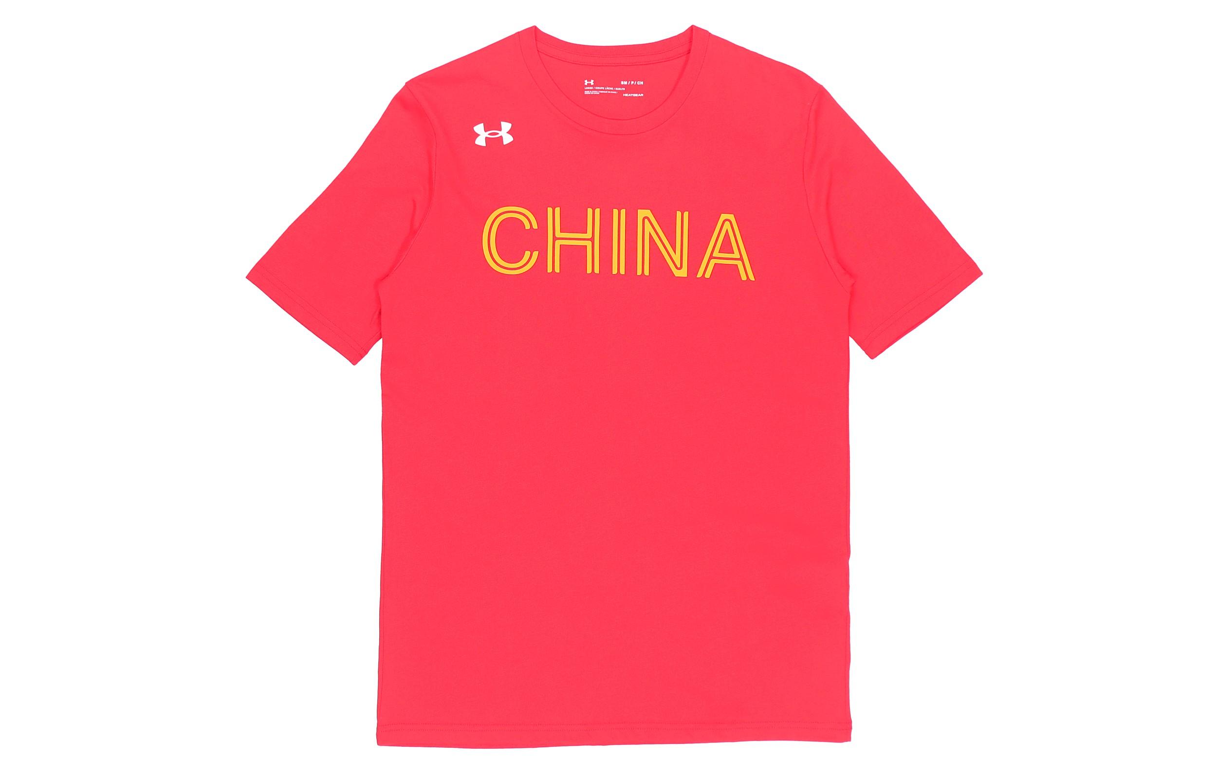 Under Armour T Shirts Men s Red Crew Neck Moderate Straight Fit 1364664-600 M